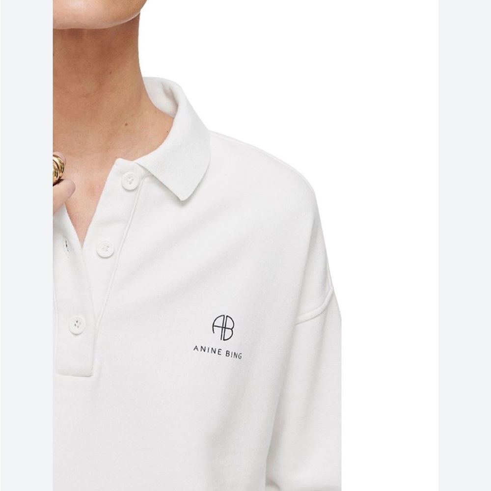 Anine Bing Long Sleeve Polo Size Small, Oversized Fit Long Sleeve with Collar